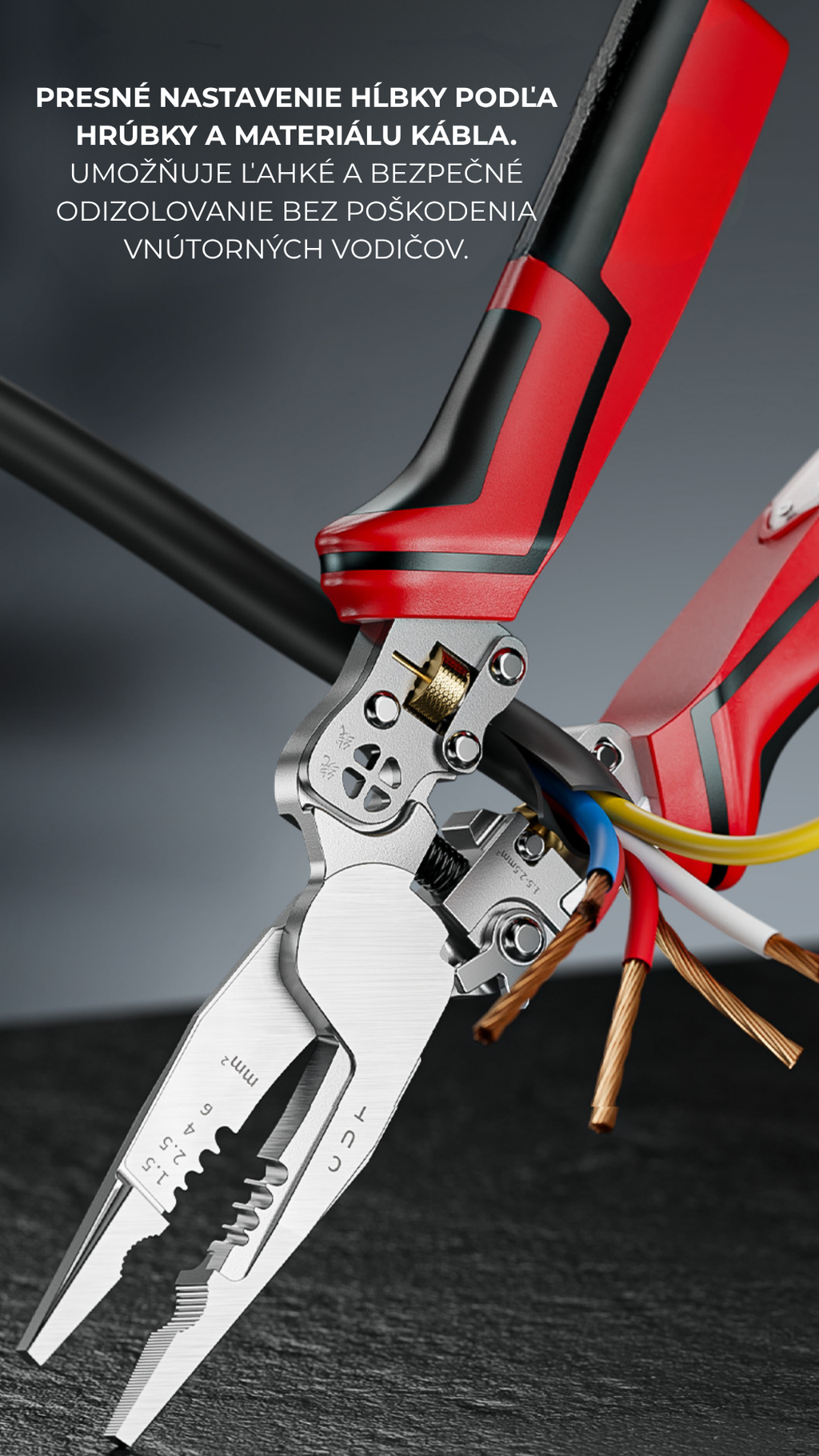 Profesionálne odizolovacie kliešte pre elektrikárov