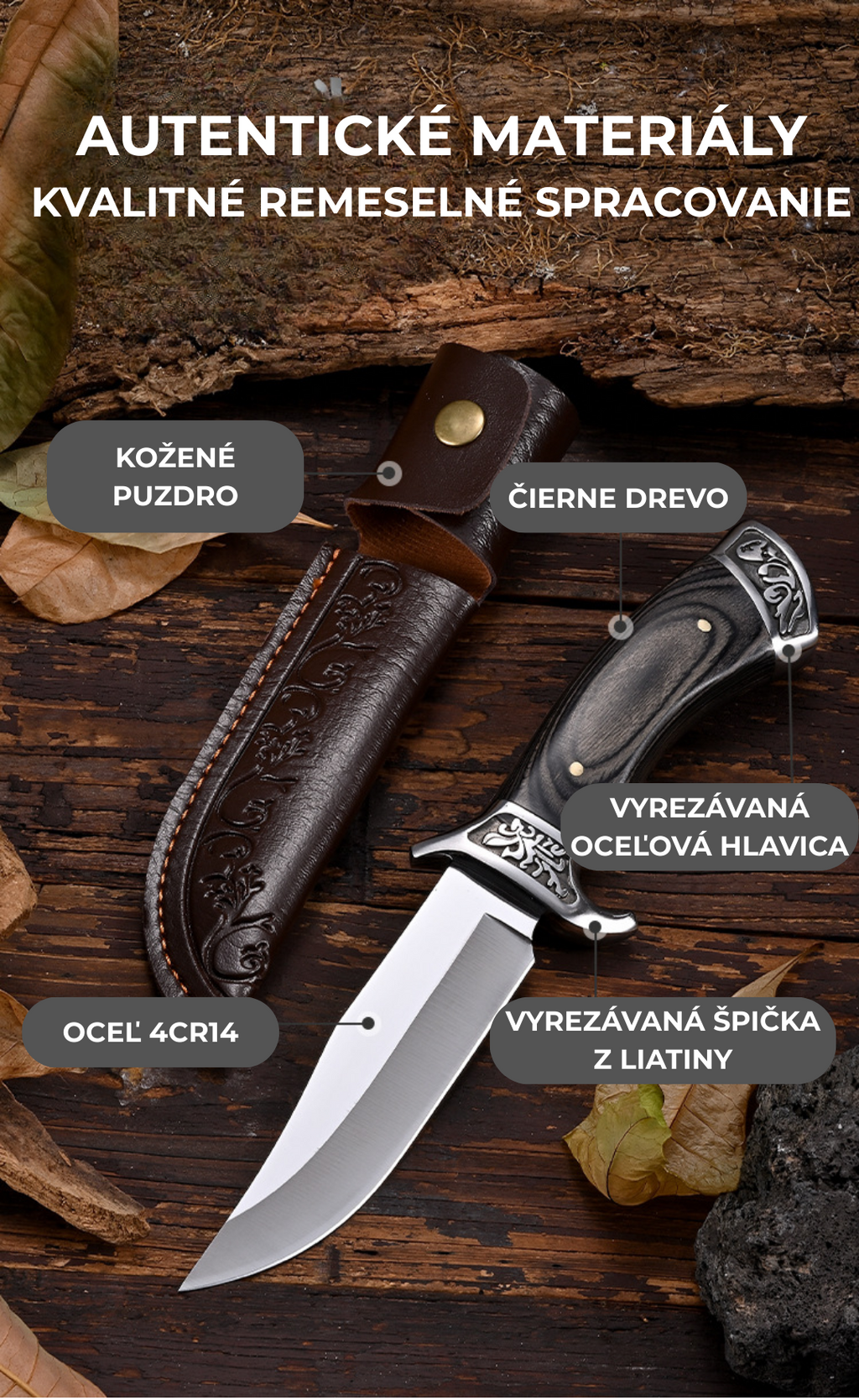 (Zľava 40%) Nôž na prežitie - kempingový nôž