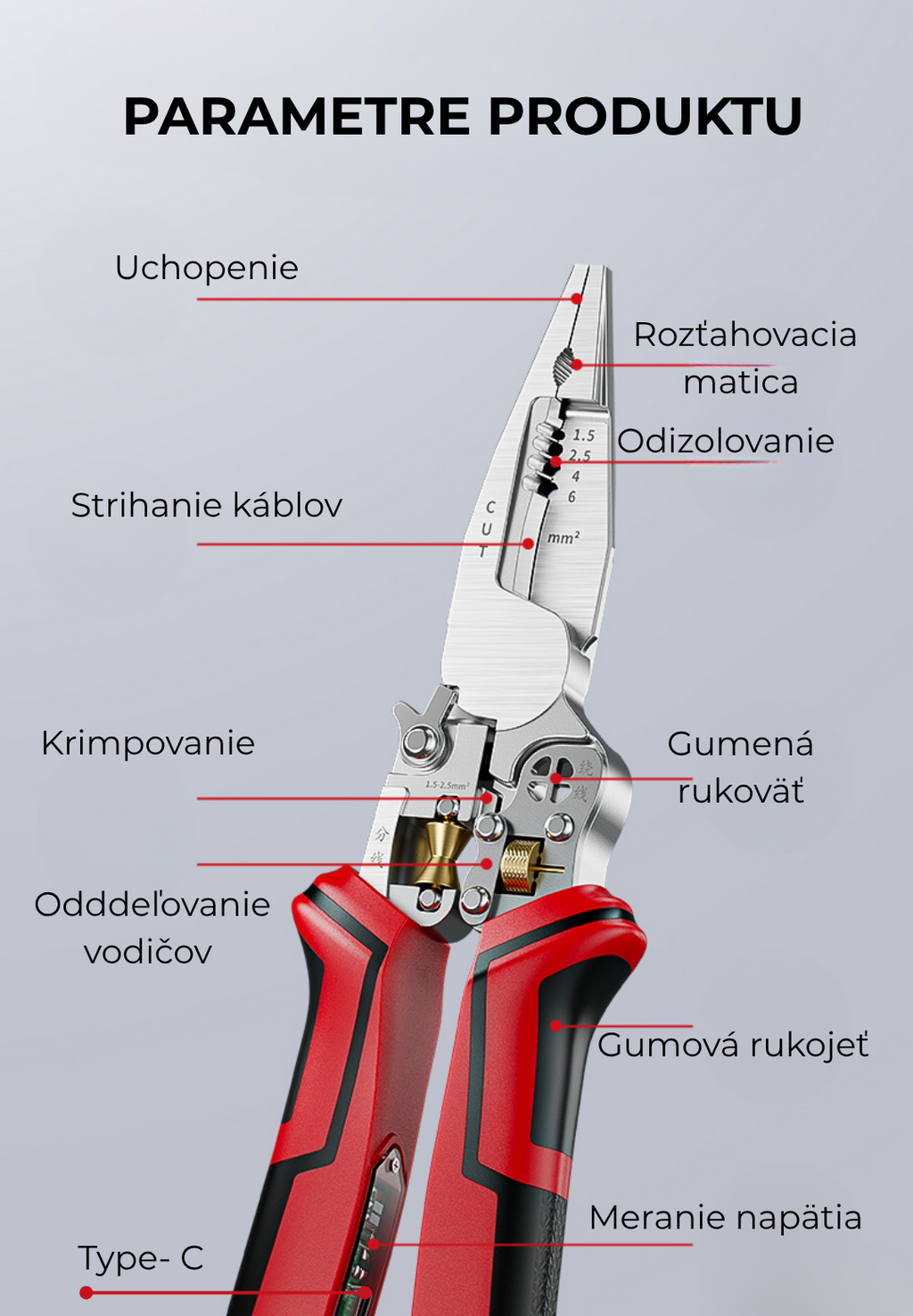 Profesionálne odizolovacie kliešte pre elektrikárov